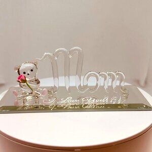 Glass Baron Mom Bear Figurine 1.5” Clear Glass